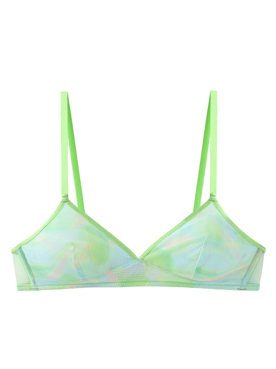 Tulip Print Mesh Bra
